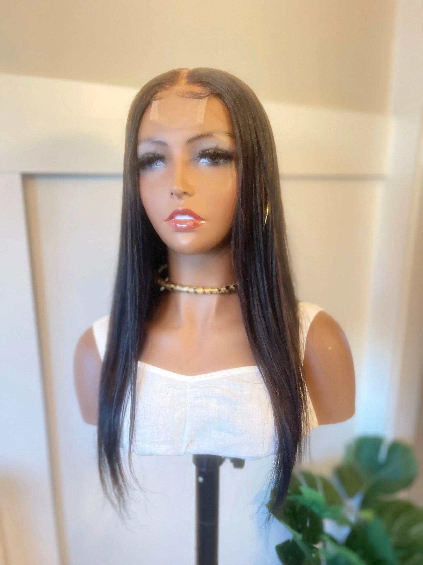 Custom Natural Black Straight Wig Pre-Pluck 100% Human Hair Kymi J's Collection
