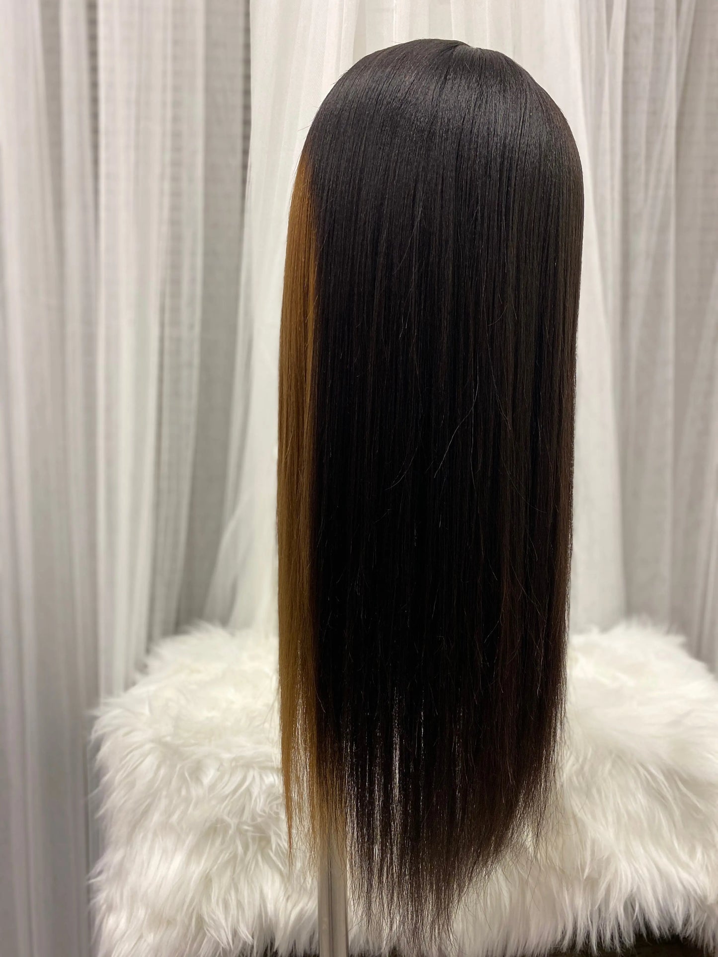 Custom 1B/30 Straight Hair Wig Pre-Pluck 100% Human Hair Kymi J's Collection